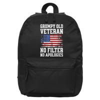 Military Veteran Funny American Flag Grumpy Old Vet 16 in Basic Backpack