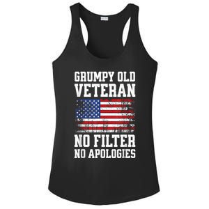 Military Veteran Funny American Flag Grumpy Old Vet Ladies PosiCharge Competitor Racerback Tank