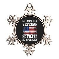 Military Veteran Funny American Flag Grumpy Old Vet Metallic Star Ornament