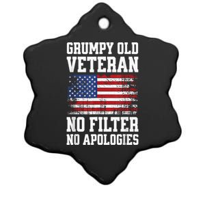 Military Veteran Funny American Flag Grumpy Old Vet Ceramic Star Ornament