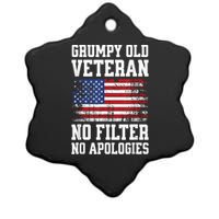 Military Veteran Funny American Flag Grumpy Old Vet Ceramic Star Ornament