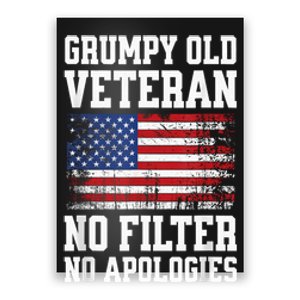 Military Veteran Funny American Flag Grumpy Old Vet Poster