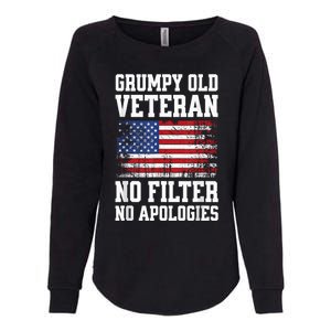 Military Veteran Funny American Flag Grumpy Old Vet Womens California Wash Sweatshirt