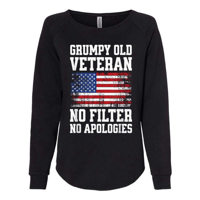 Military Veteran Funny American Flag Grumpy Old Vet Womens California Wash Sweatshirt