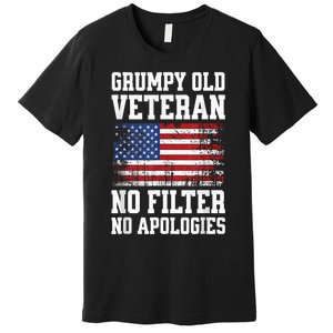 Military Veteran Funny American Flag Grumpy Old Vet Premium T-Shirt