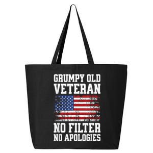 Military Veteran Funny American Flag Grumpy Old Vet 25L Jumbo Tote