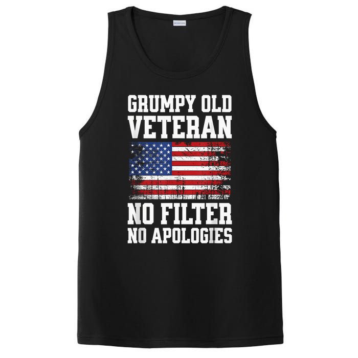 Military Veteran Funny American Flag Grumpy Old Vet PosiCharge Competitor Tank