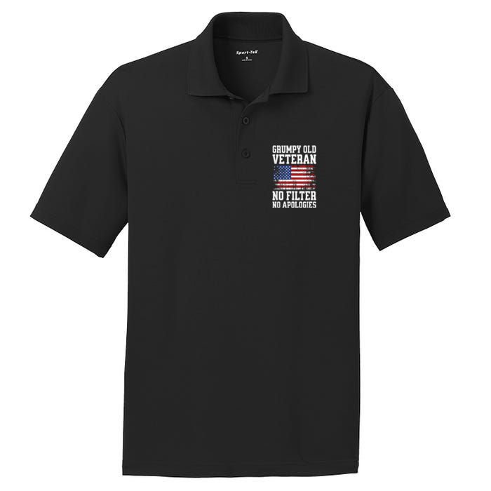 Military Veteran Funny American Flag Grumpy Old Vet PosiCharge RacerMesh Polo