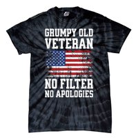 Military Veteran Funny American Flag Grumpy Old Vet Tie-Dye T-Shirt