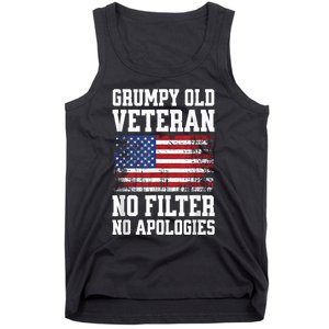 Military Veteran Funny American Flag Grumpy Old Vet Tank Top