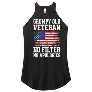 Military Veteran Funny American Flag Grumpy Old Vet Women's Perfect Tri Rocker Tank