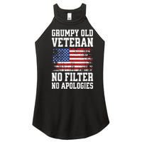 Military Veteran Funny American Flag Grumpy Old Vet Women's Perfect Tri Rocker Tank