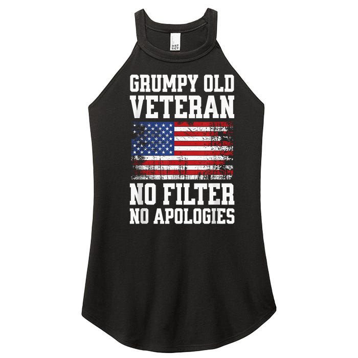 Military Veteran Funny American Flag Grumpy Old Vet Women's Perfect Tri Rocker Tank