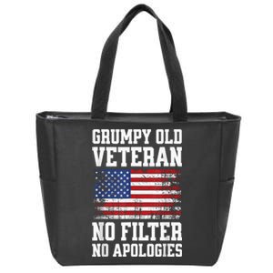 Military Veteran Funny American Flag Grumpy Old Vet Zip Tote Bag