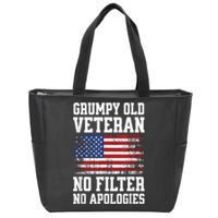 Military Veteran Funny American Flag Grumpy Old Vet Zip Tote Bag