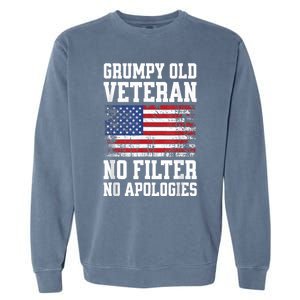 Military Veteran Funny American Flag Grumpy Old Vet Garment-Dyed Sweatshirt