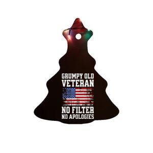 Military Veteran Funny American Flag Grumpy Old Vet Ceramic Tree Ornament