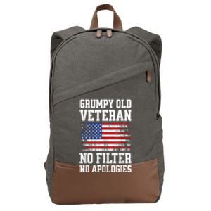 Military Veteran Funny American Flag Grumpy Old Vet Cotton Canvas Backpack