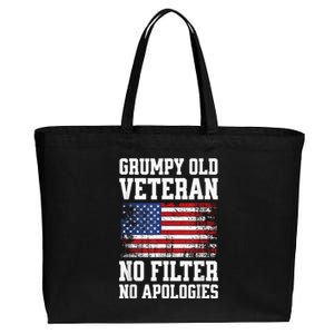 Military Veteran Funny American Flag Grumpy Old Vet Cotton Canvas Jumbo Tote