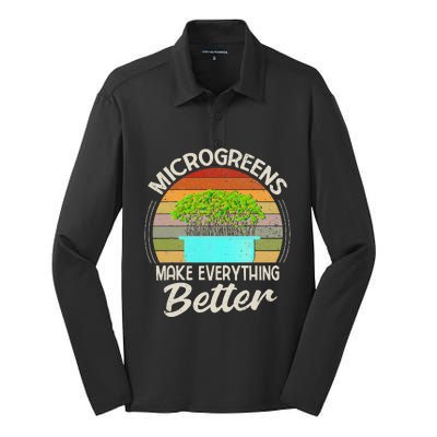 Microgreens Vegan Funny Microgreen Farmer Gardening Silk Touch Performance Long Sleeve Polo