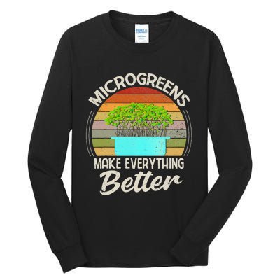 Microgreens Vegan Funny Microgreen Farmer Gardening Tall Long Sleeve T-Shirt