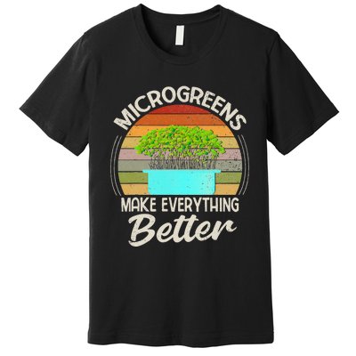 Microgreens Vegan Funny Microgreen Farmer Gardening Premium T-Shirt