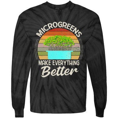 Microgreens Vegan Funny Microgreen Farmer Gardening Tie-Dye Long Sleeve Shirt