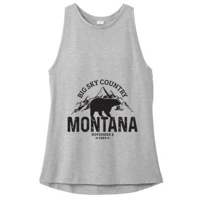 Montana Vintage Grizzly Bear Camping Hiking Souvenir Gift Ladies PosiCharge Tri-Blend Wicking Tank