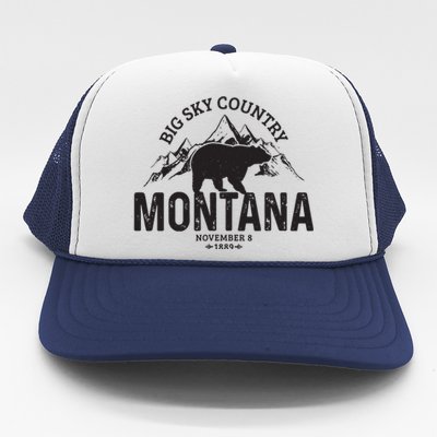 Montana Vintage Grizzly Bear Camping Hiking Souvenir Gift Trucker Hat