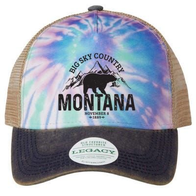 Montana Vintage Grizzly Bear Camping Hiking Souvenir Gift Legacy Tie Dye Trucker Hat