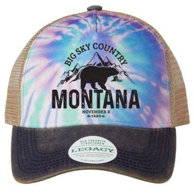 Montana Vintage Grizzly Bear Camping Hiking Souvenir Gift Legacy Tie Dye Trucker Hat