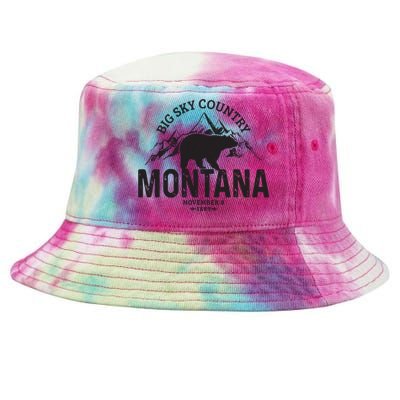 Montana Vintage Grizzly Bear Camping Hiking Souvenir Gift Tie-Dyed Bucket Hat