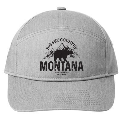 Montana Vintage Grizzly Bear Camping Hiking Souvenir Gift 7-Panel Snapback Hat