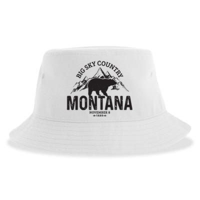 Montana Vintage Grizzly Bear Camping Hiking Souvenir Gift Sustainable Bucket Hat