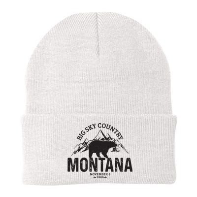 Montana Vintage Grizzly Bear Camping Hiking Souvenir Gift Knit Cap Winter Beanie