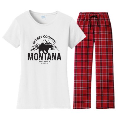 Montana Vintage Grizzly Bear Camping Hiking Souvenir Gift Women's Flannel Pajama Set