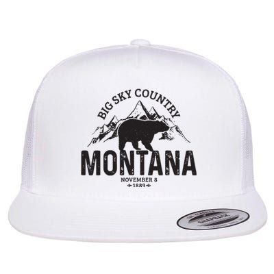 Montana Vintage Grizzly Bear Camping Hiking Souvenir Gift Flat Bill Trucker Hat