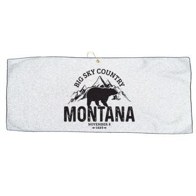 Montana Vintage Grizzly Bear Camping Hiking Souvenir Gift Large Microfiber Waffle Golf Towel