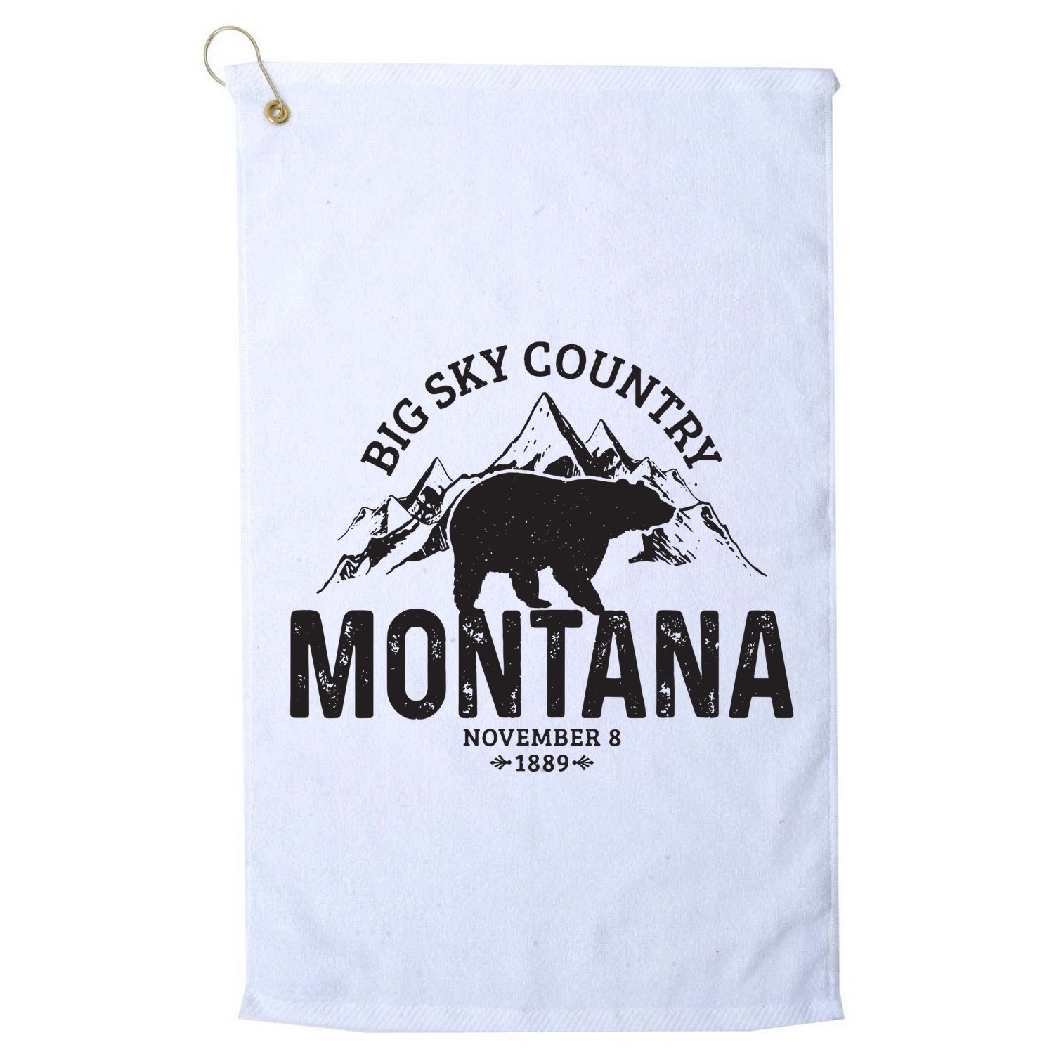 Montana Vintage Grizzly Bear Camping Hiking Souvenir Gift Golf Towel