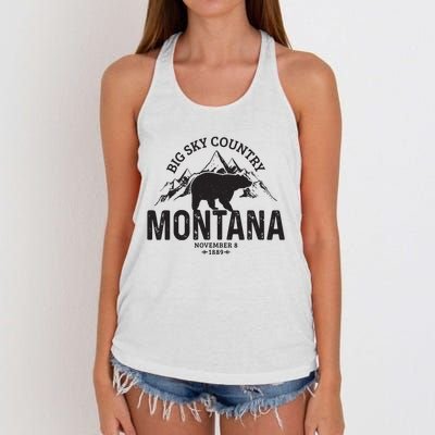 Montana Vintage Grizzly Bear Camping Hiking Souvenir Gift Women's Knotted Racerback Tank