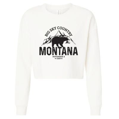 Montana Vintage Grizzly Bear Camping Hiking Souvenir Gift Cropped Pullover Crew