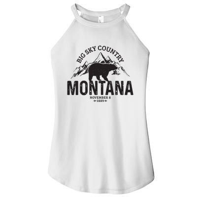 Montana Vintage Grizzly Bear Camping Hiking Souvenir Gift Women’s Perfect Tri Rocker Tank