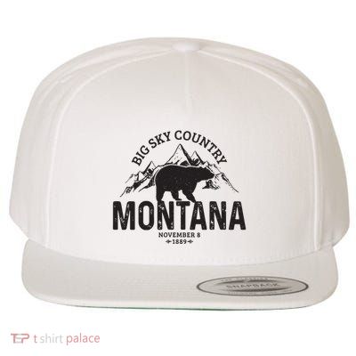 Montana Vintage Grizzly Bear Camping Hiking Souvenir Gift Wool Snapback Cap