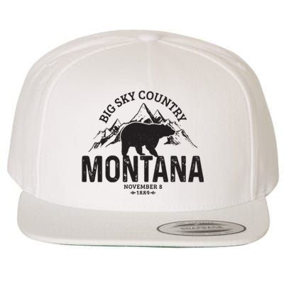 Montana Vintage Grizzly Bear Camping Hiking Souvenir Gift Wool Snapback Cap