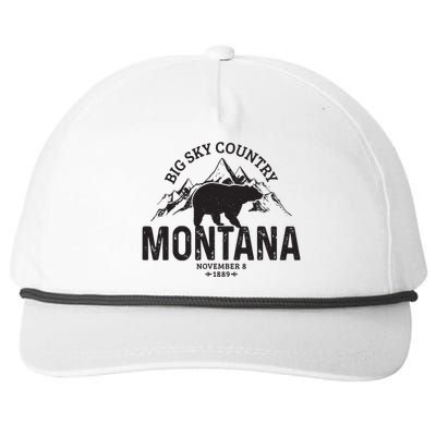 Montana Vintage Grizzly Bear Camping Hiking Souvenir Gift Snapback Five-Panel Rope Hat