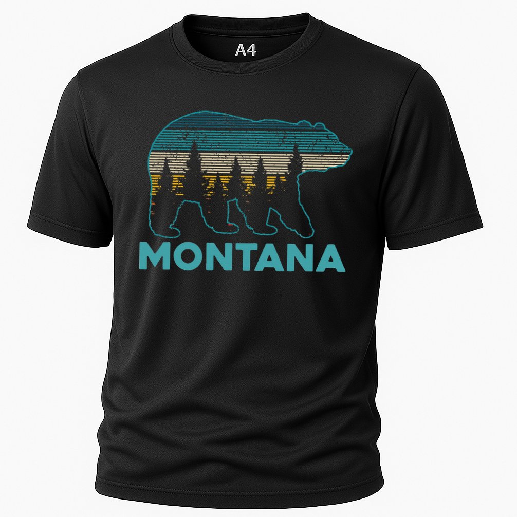 Montana Vintage Grizzly Bear Nature Hiking Souvenir Gift Cooling Performance Crew T-Shirt
