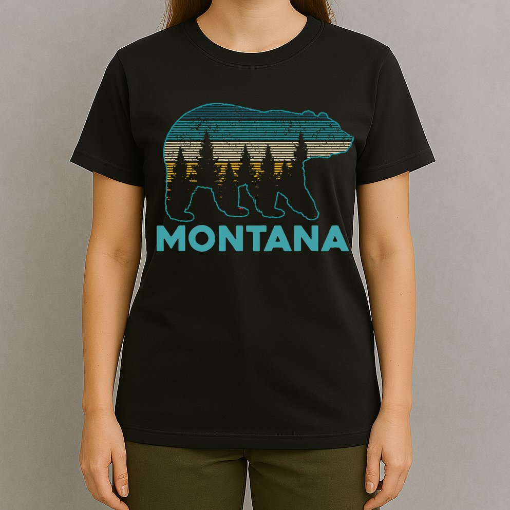 Montana Vintage Grizzly Bear Nature Hiking Souvenir Gift T-Shirt
