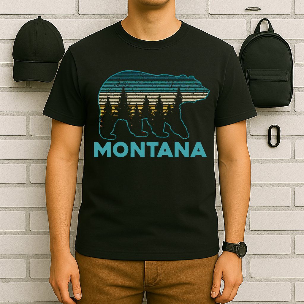 Montana Vintage Grizzly Bear Nature Hiking Souvenir Gift T-Shirt