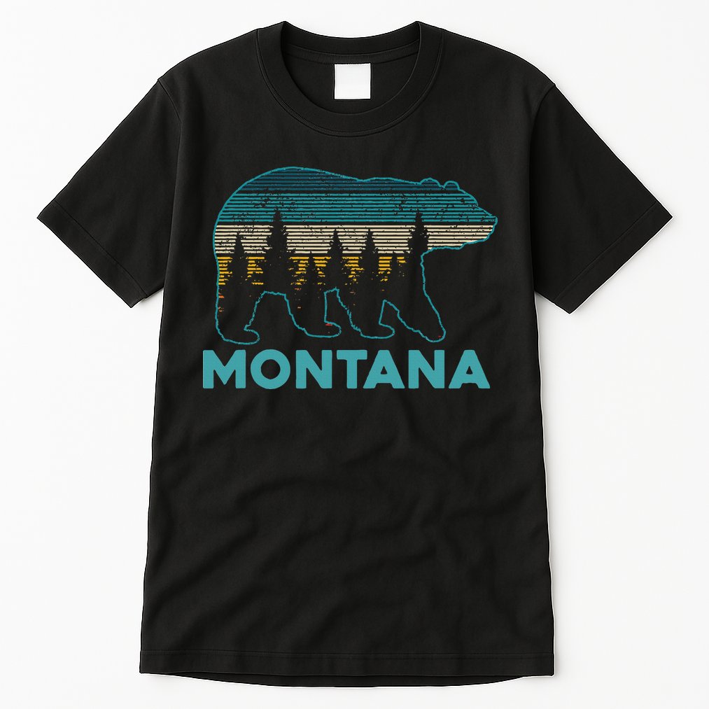 Montana Vintage Grizzly Bear Nature Hiking Souvenir Gift Tall T-Shirt