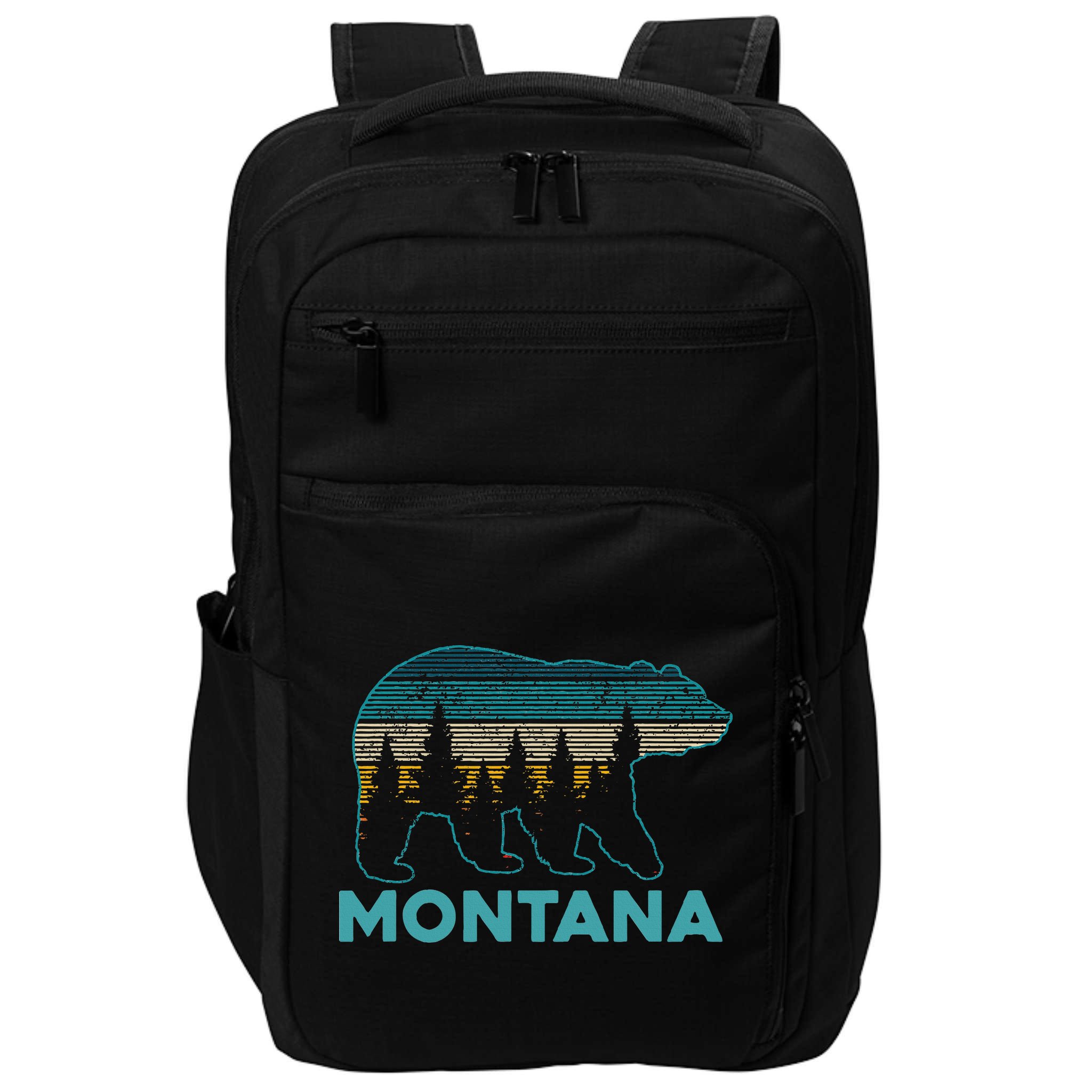 Montana Vintage Grizzly Bear Nature Hiking Souvenir Gift Impact Tech Backpack